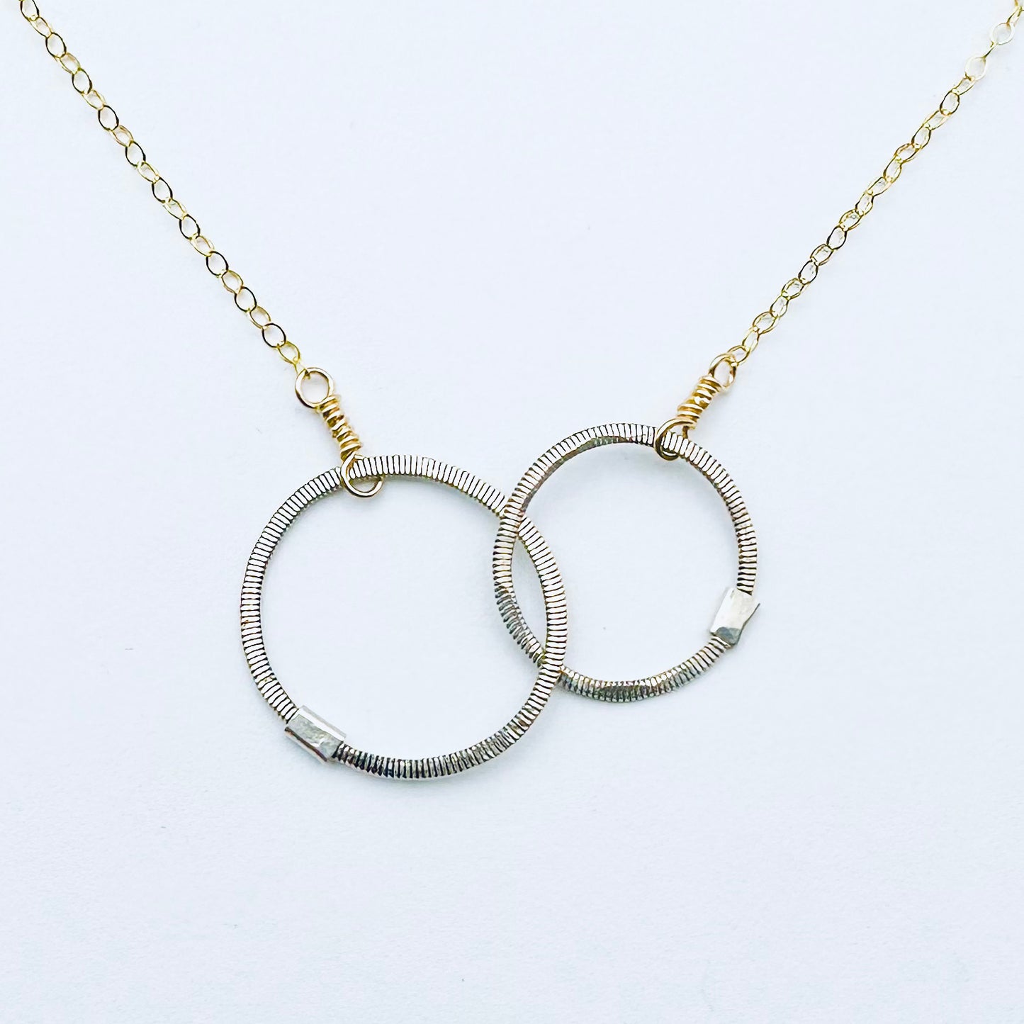 Two Silver Circle Necklace