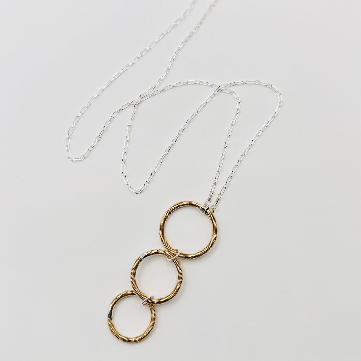 Long Triple Circle Bass String Necklace