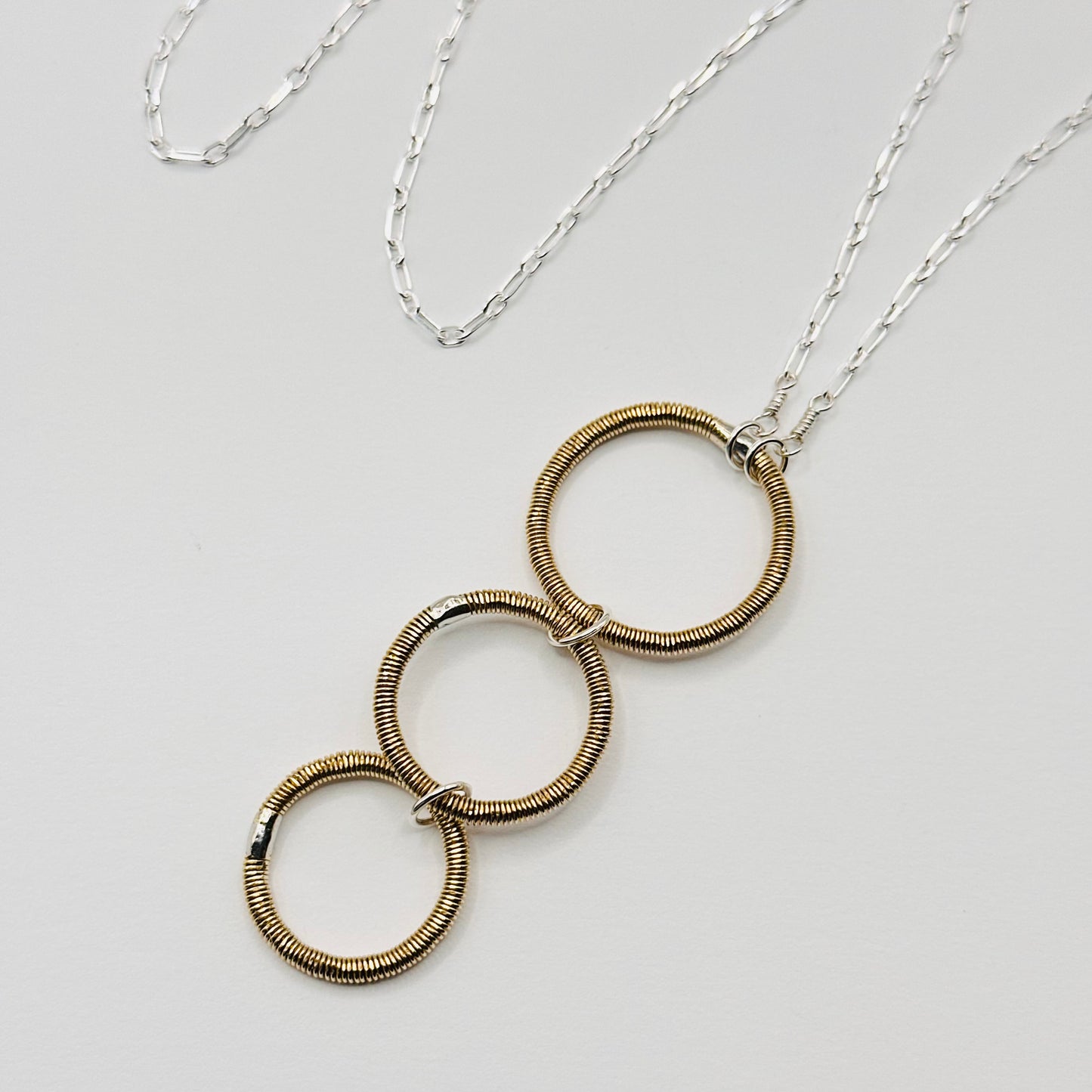 Long Triple Circle Bass String Necklace