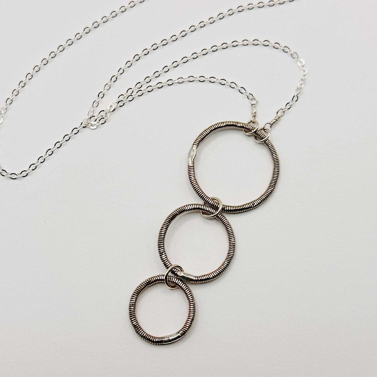 Long Triple Circle Bass String Necklace