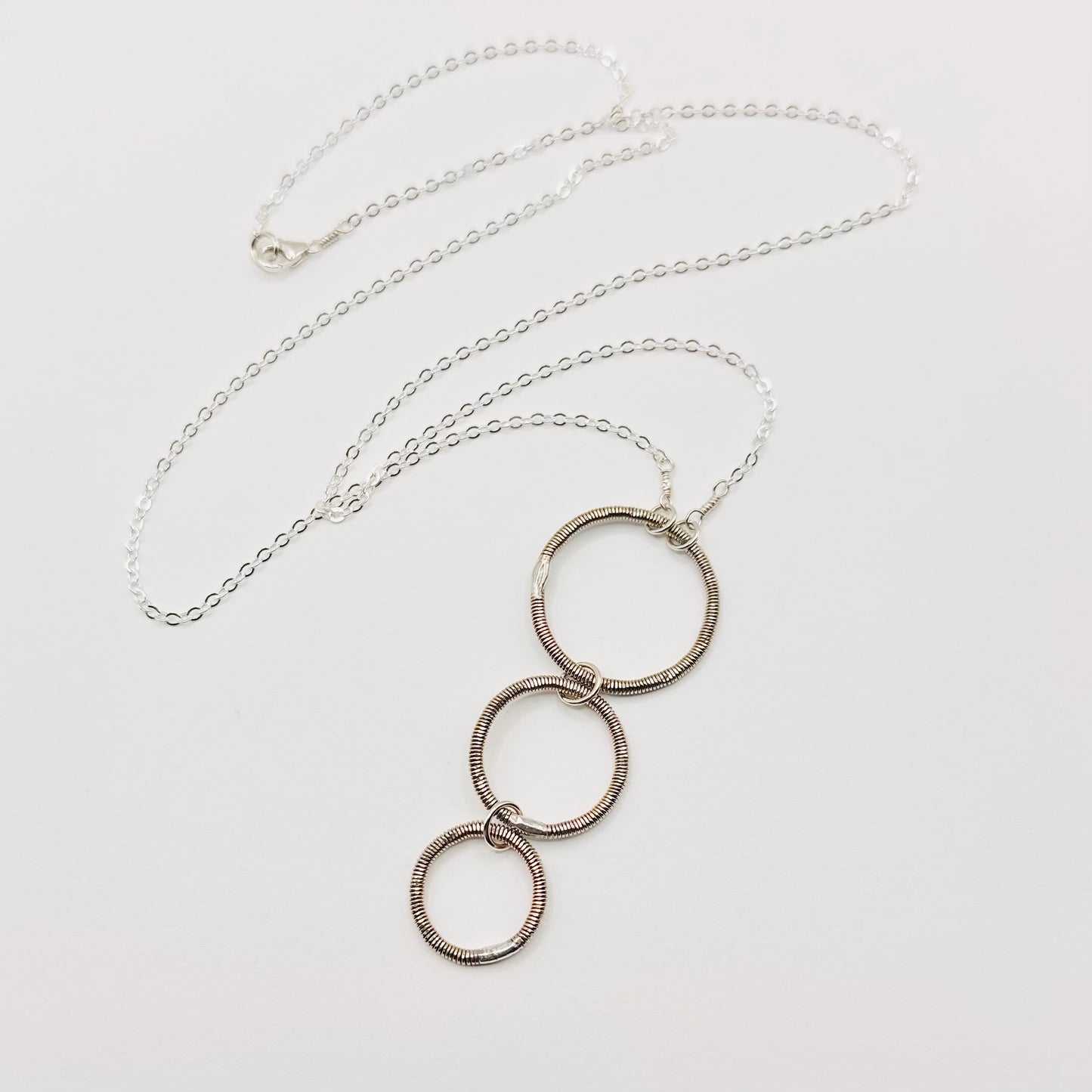 Long Triple Circle Bass String Necklace