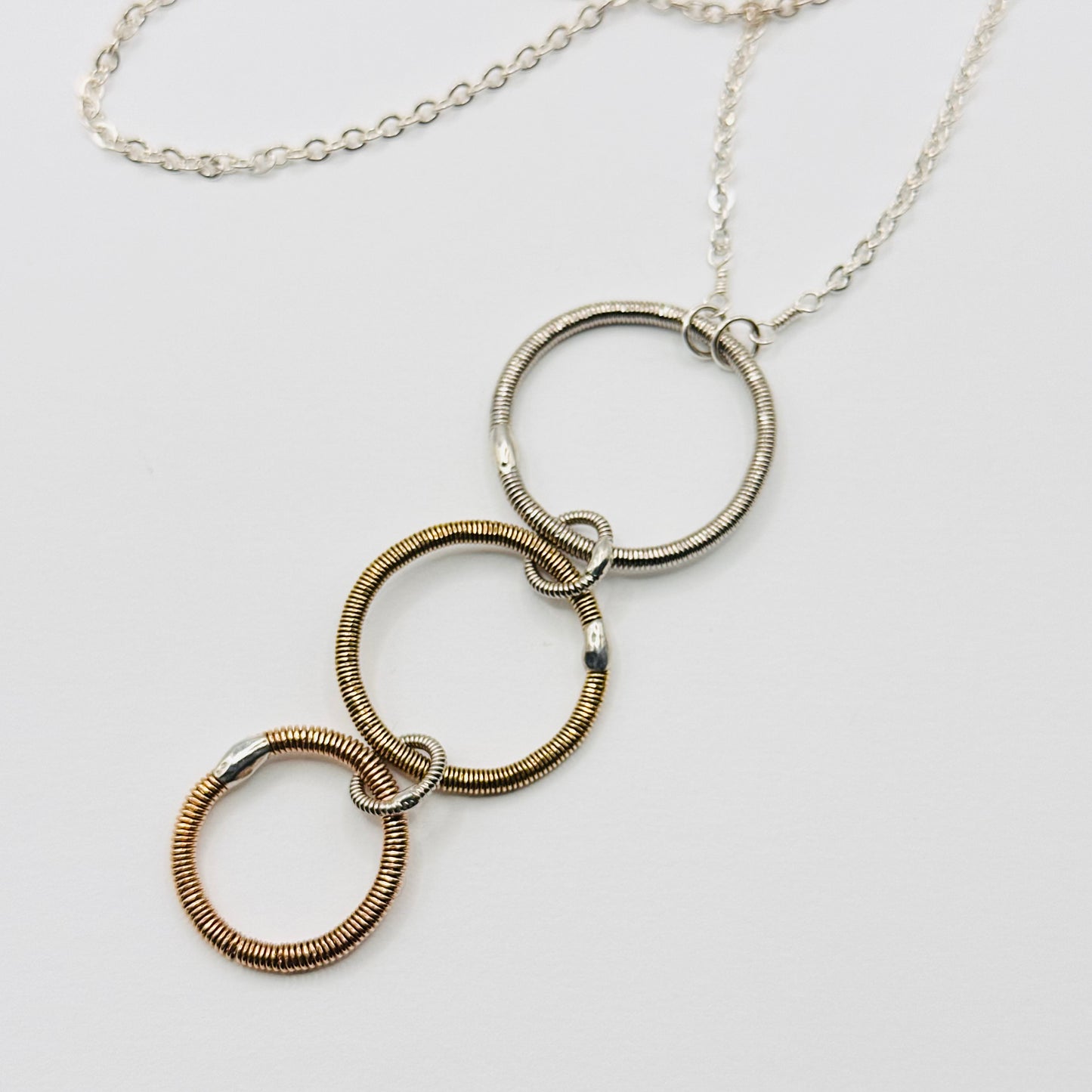 Long Triple Circle Bass String Necklace