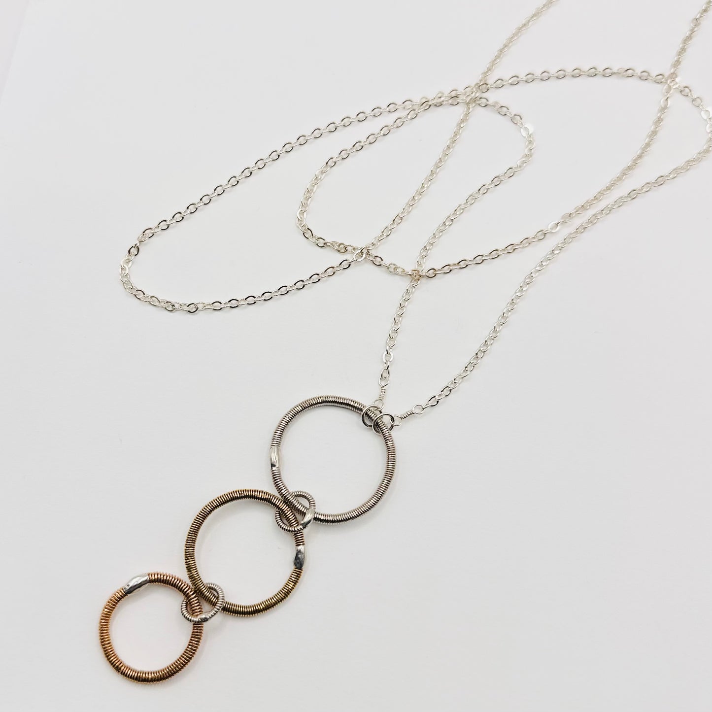 Long Triple Circle Bass String Necklace