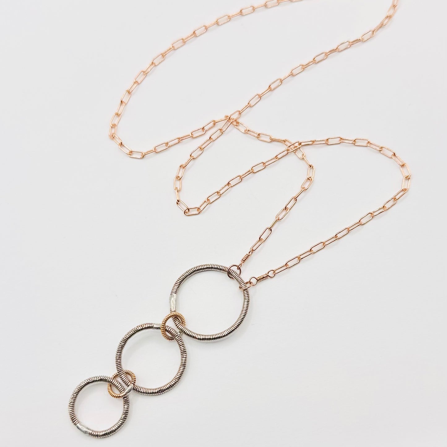 Long Triple Circle Bass String Necklace