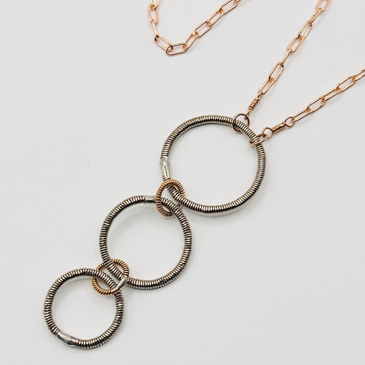 Long Triple Circle Bass String Necklace