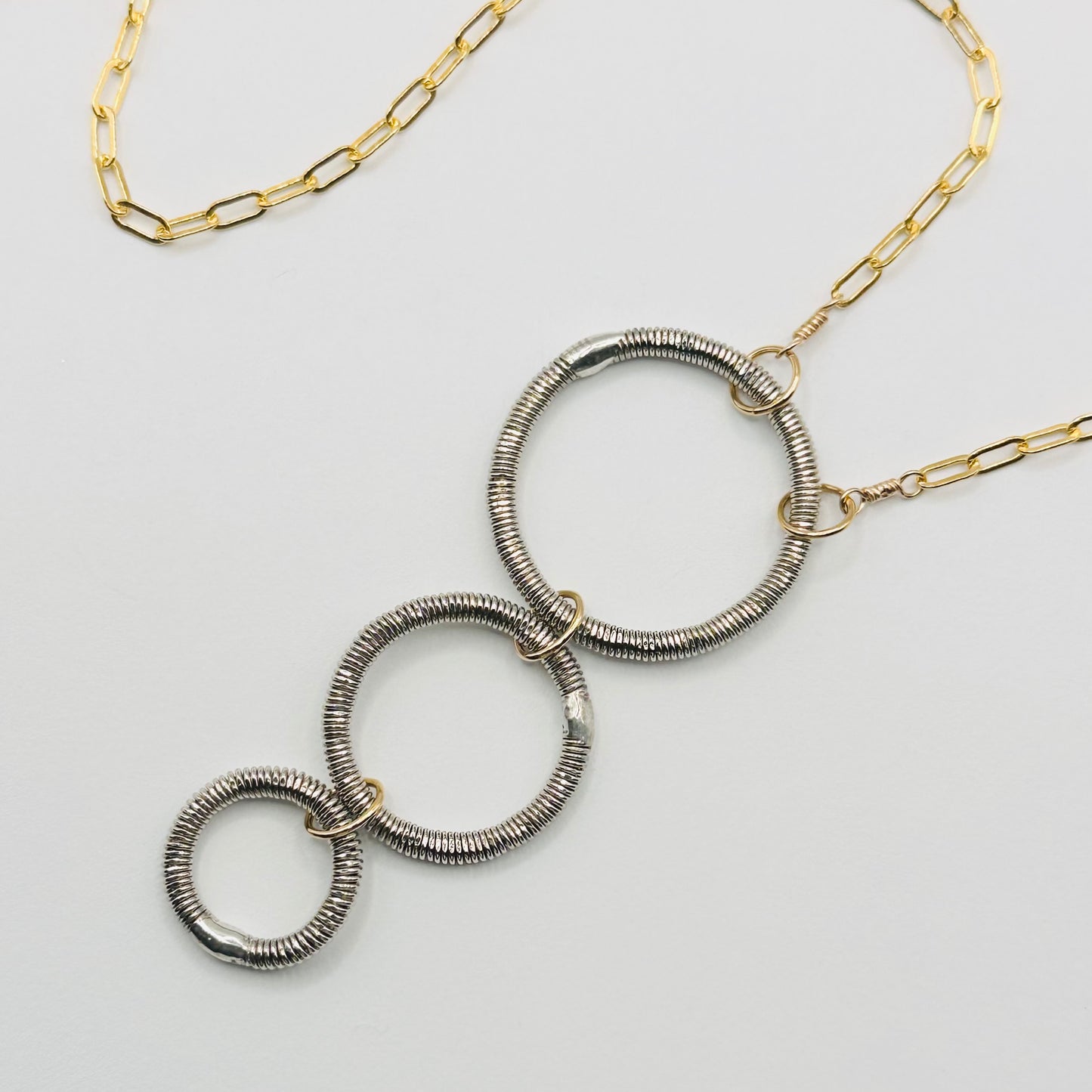 Long Triple Circle Bass String Necklace